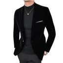 Saco masculino de poliéster e viscose Saco elegante de uma só cor para homens com bolsinho no peito Saco formal estiloso com botão em várias cores 7