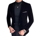 Saco masculino de poliéster e viscose Saco elegante de uma só cor para homens com bolsinho no peito Saco formal estiloso com botão em várias cores 3