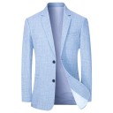 Saco para hombres de poliéster y algodón Saco elegante y transpirable para hombres con bolsillos y bolsillo en el pecho Saco de un solo 2