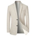 Saco para hombres de poliéster y algodón Saco elegante y transpirable para hombres con bolsillos y bolsillo en el pecho Saco de un solo 3