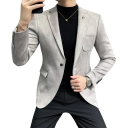 Saco para hombres de poliéster y spandex Saco elegante de un solo color para hombres con bolsillos y bolsillo en el pecho Saco flexible y estiloso con botón 9 Saco para hombres de poliéster y spandex Saco elegante de un solo color para hombres con bolsillos y bolsillo en el pecho Saco flexible y estiloso con botón 9