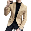 Saco para hombres de poliéster y spandex Saco elegante de un solo color para hombres con bolsillos y bolsillo en el pecho Saco flexible y estiloso con botón 1 Saco para hombres de poliéster y spandex Saco elegante de un solo color para hombres con bolsillos y bolsillo en el pecho Saco flexible y estiloso con botón 1