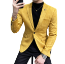 Saco para hombres de poliéster y spandex Saco elegante de un solo color para hombres con bolsillos y bolsillo en el pecho Saco flexible y estiloso con botón 2 Saco para hombres de poliéster y spandex Saco elegante de un solo color para hombres con bolsillos y bolsillo en el pecho Saco flexible y estiloso con botón 2