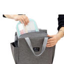 Saco térmico para almoço com fecho 25 x 14 x 25 cm Saco térmico portátil azul com camada isolante Saco de refrigeração para comida para o trabalho 2