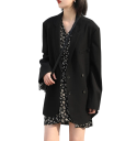 Sacoane elegante pentru femei cu guler și nasturi Sacoane de ocazie monocromatice din poliester, spandex și rayon Sacou stilat în diferite 5