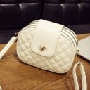 Sacoche crossbody pour femmes avec matelassage en motif losange Trois compartiments zippés Rabat à fermoir tournant Cuir PU 21 x 15 x 8 cm 2