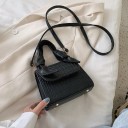 Sacoche mini femme en bandoulière avec des nœuds décoratifs sur l'anse Rabat et longue bandoulière Motif crocodile en cuir PU 17 x 13 x 9 2