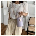 Sacoche mini pour femme à porter à la main ou sur l'épaule Forme cylindrique Anse froncée Bandoulière en chaîne dorée Fermoir en métal 8