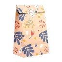 Sacos de papel para presente 12 pcs 12 x 8 x 22 cm com padrão vegetal Sacos de Kraft para biscoitos e doces com autocolantes de 3,5 cm 2