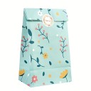 Sacos de papel para presente 12 pcs 12 x 8 x 22 cm com padrão vegetal Sacos de Kraft para biscoitos e doces com autocolantes de 3,5 cm 4