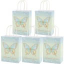 Sacos de presente de papel borboleta Thank you conjunto 5 unid sacos de papel multicoloridos com alças para pequenos presentes sacos de presente 1