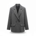 Sacou dama cu două rânduri Croi oversized liber Rever ascuțit și buzunare cu rever Captuseala Poliester Sacou elegant pentru birou 2