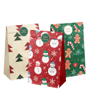 Sacs cadeaux de Noël 12 pcs 22 x 12 x 8 cm Design rétro avec motifs de Noël Sacs en papier avec autocollants 6 types 2