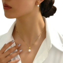 Săculeț delicat cu colier și cercei din oțel inoxidabil Bijuterii elegante și fine pentru femei cu strălucire Accesorii rezistente pentru femei 2