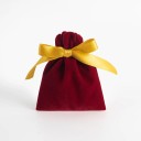Sada 10 ks červených sametových zatahovacích sáčků 7×9 cm se stužkou, dárkové látkové pytlíky na šperky a drobnosti 3