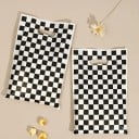 Sada 10 ks darčekových sáčkov 25 × 16,3 cm plastové biele sáčky s čiernym kockovaným vzorom na balenie darčekov a sladkostí 5