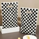 Sada 10 ks darčekových sáčkov 25 × 16,3 cm plastové biele sáčky s čiernym kockovaným vzorom na balenie darčekov a sladkostí 6