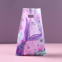 Sada 10 ks dárkových tašek 16,5 × 25 cm, fialové taštičky s mořskou pannou, mušlemi a podmořským motivem 3