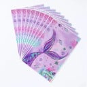 Sada 10 ks dárkových tašek 16,5 × 25 cm, fialové taštičky s mořskou pannou, mušlemi a podmořským motivem 5