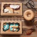 Sada 10 ks papierových darčekových krabičiek 18×11×4 cm s okienkom farebná krabica na balenie sladkostí a darčekov 10