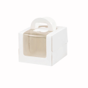Sada 10 ks papírových dárkových krabic 15,5×15,5×12 cm bílá krabice s okýnkem a rukojetí na dortík, květiny a drobné dárky 1