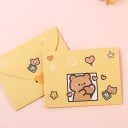 Sada 10 ks žltých obálok s papierom 9,6 × 7,2 cm s motívom medvedíka so srdiečkom 4