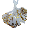 Sada 100 ks jmenovky na dárky 2,3 × 1,3 cm papírové bílé se stříbrným okrajem a provázkem pro označení dárků a balíčků 1