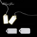 Sada 100 ks jmenovky na dárky 2,3 × 1,3 cm papírové bílé se stříbrným okrajem a provázkem pro označení dárků a balíčků 3