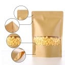 Sada 100 ks papírových sáčků 16×24 cm se zipovým uzávěrem a okýnkem hnědo béžová na balení potravin a drobností 2