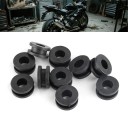 Sada 10x gumové průchodky kapotáže motocyklu 18,5x9 mm Černé silentbloky pro Yamaha Honda Suzuki Kawasaki Univerzální grommety 4