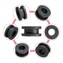 Sada 10x gumové průchodky kapotáže motocyklu 18,5x9 mm Černé silentbloky pro Yamaha Honda Suzuki Kawasaki Univerzální grommety 6