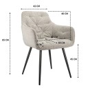 Sada 2 jídelních židlí s područkami a prošívaným čalouněním Výška 85 cm a sedák 47 x 44 cm Buklé a kov Béžová Do jídelny a obývacího pokoje 2