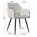 Sada 2 jídelních židlí s područkami Výška 84 cm a šířka 60 cm Manšestrová látka a lakovaný kov Krémová s černými nohami Do jídelny 2