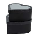 Sada 2 ks čiernych papierových darčekových krabičiek Srdce Elegantná krabička na darčeky Svadobné dekorácie Luxusné balenie Valentín 20x9 cm + 23x11 1
