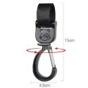 Sada 2 pcs ganchos rotativos para carrinho 15 cm Suportes universais para sacos rotação 360° Fixação em velcro 2