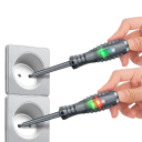 Sada 2ks elektrikárskych skrutkovačov krížový/plochý so skúšačkou napätia 12-220V AC/DC LED indikátor zelené a červené svetlo 16 cm 3