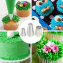 Sada 3 bucăți de duze de decorare pentru patiserie cu orificii fine, medii și groase pentru crearea ierbii, părului și texturilor pe torturi și dulciuri 5