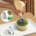 Sada 3 bucăți de duze de decorare pentru patiserie cu orificii fine, medii și groase pentru crearea ierbii, părului și texturilor pe torturi 4