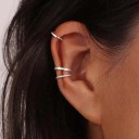 Sada 3 záušnic bez propichování Zlaté a Stříbrné Hladká, kroucená a s krystaly Minimalistické náušnice na chrupavku 6