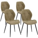 Sada 4 ks jídelních židlí s ergonomickým opěradlem, 86x48 cm, lněný potah a černé kovové nohy, nosnost 120 kg, do jídelny 6