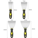 Sada 4 ks nerezových škrabiek na tmel 5–12,5 × 20,3 cm maliarske stierky s ergonomickou rukoväťou čierno žlté náradie pre čistenie 2