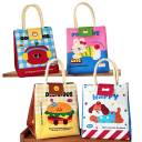 Sada 4 obedových termo tašiek jablko králik hamburger psík 19x22,5x17 cm Izolačné chladiace tašky na jedlo s fóliou zipsom a drukmi 1