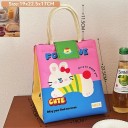 Sada 4 obedových termo tašiek jablko králik hamburger psík 19x22,5x17 cm Izolačné chladiace tašky na jedlo s fóliou zipsom a drukmi 4