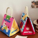 Sada 4 obedových termo tašiek jablko králik hamburger psík 19x22,5x17 cm Izolačné chladiace tašky na jedlo s fóliou zipsom a drukmi 8