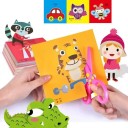 Sada 48 papierových výrezov pre deti 14 × 14 cm Kreatívne papierové vystrihovačky so zvieratkami a detskými nožnicami 4