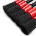 Sada 5 detailingových štětců na čištění auta, délky 20,5-24 cm, šíře štětin 2-4 cm, plastová rukojeť, červená objímka, černé štětiny 4