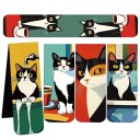 Sada 5 ks magnetická záložka do knihy 12 x 2 cm skládací tvar kočka barevný ilustrativní motiv 1