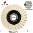 Sada 5 ks plstěných lamelových lešticích kotoučů 125 mm Otvor 22,5 mm Plst 5 mm Vlněná plst Krémově bílé Pro úhlovou brusku 8