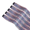 Sada 5 ks třpytivé pramínky do vlasů lamety 50 cm syntetické prodloužení vlasů klipové uchycení pro styling účesu 1