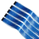 Sada 5 ks třpytivé pramínky do vlasů lamety 50 cm syntetické prodloužení vlasů klipové uchycení pro styling účesu 14